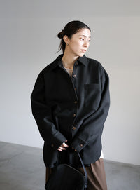 フェイクウールシャツジャケット