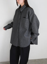 フェイクウールシャツジャケット