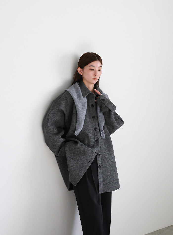 フェイクウールシャツジャケット