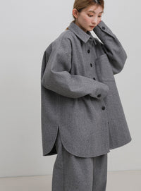 フェイクウールシャツジャケット