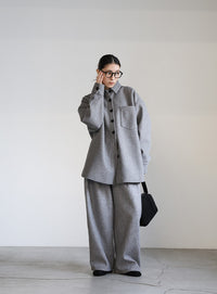 フェイクウールシャツジャケット