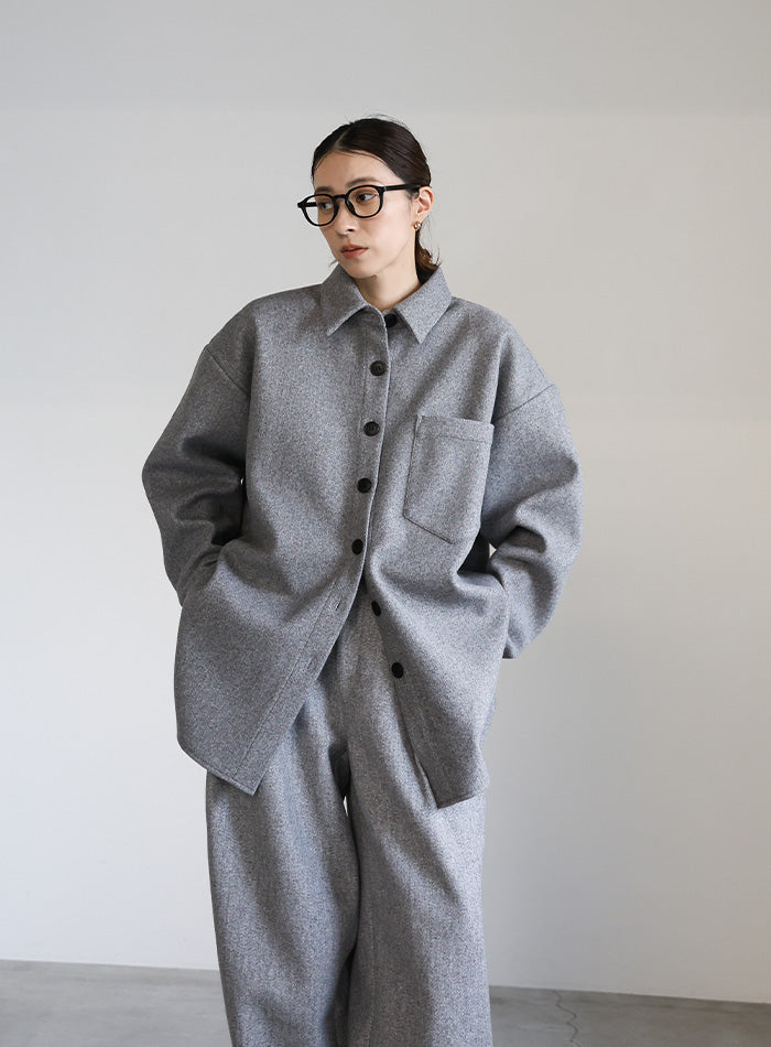 フェイクウールシャツジャケット