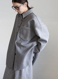 フェイクウールシャツジャケット