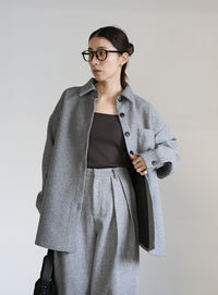 フェイクウールシャツジャケット