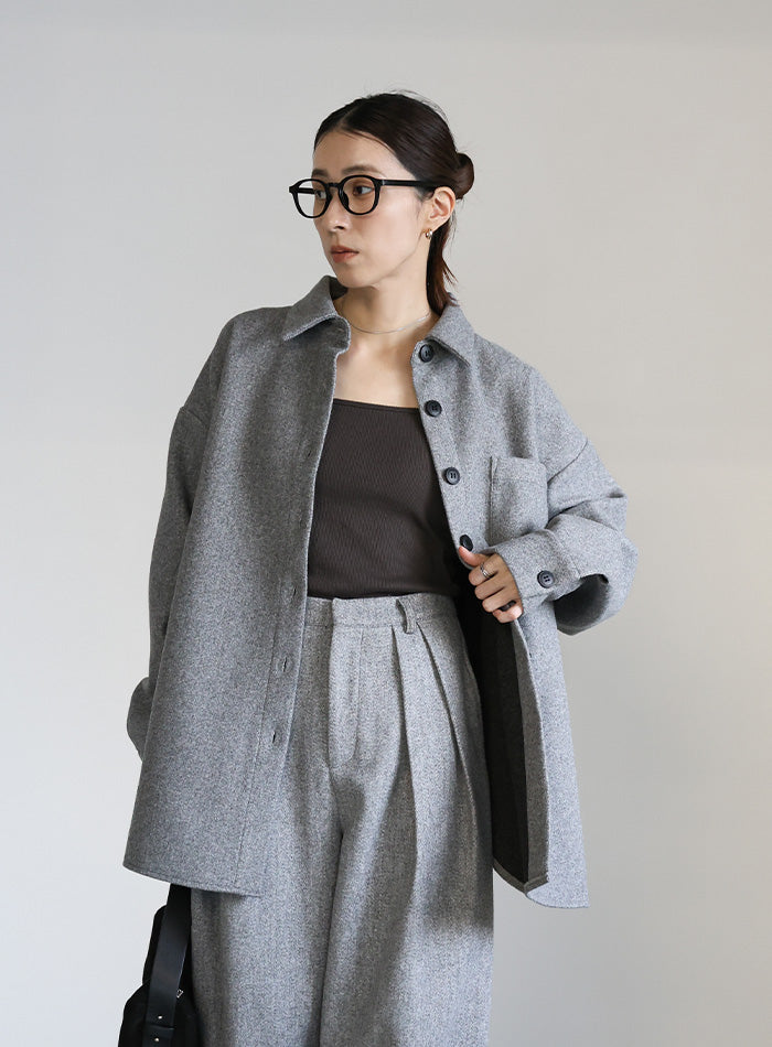 フェイクウールシャツジャケット