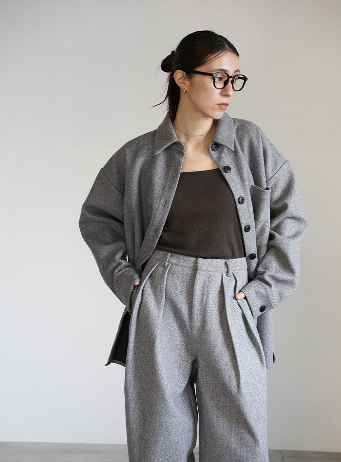 フェイクウールシャツジャケット