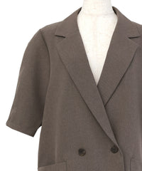 リネンタッチカーブスリーブテーラードジャケット【セットアップ対応可】