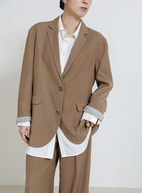 ロールアップストライプスリーブテーラードジャケット