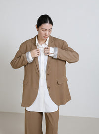 ロールアップストライプスリーブテーラードジャケット