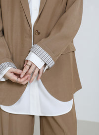 ロールアップストライプスリーブテーラードジャケット