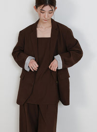 ロールアップストライプスリーブテーラードジャケット