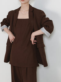 ロールアップストライプスリーブテーラードジャケット