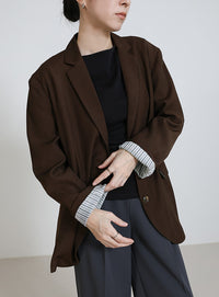 ロールアップストライプスリーブテーラードジャケット