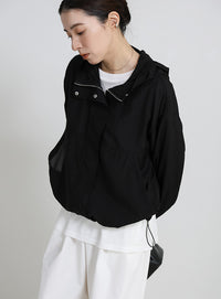 スタンドネックシアーフーディー