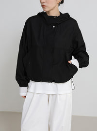 スタンドネックシアーフーディー