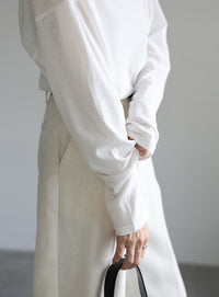 スラブシアークルーネックトップス