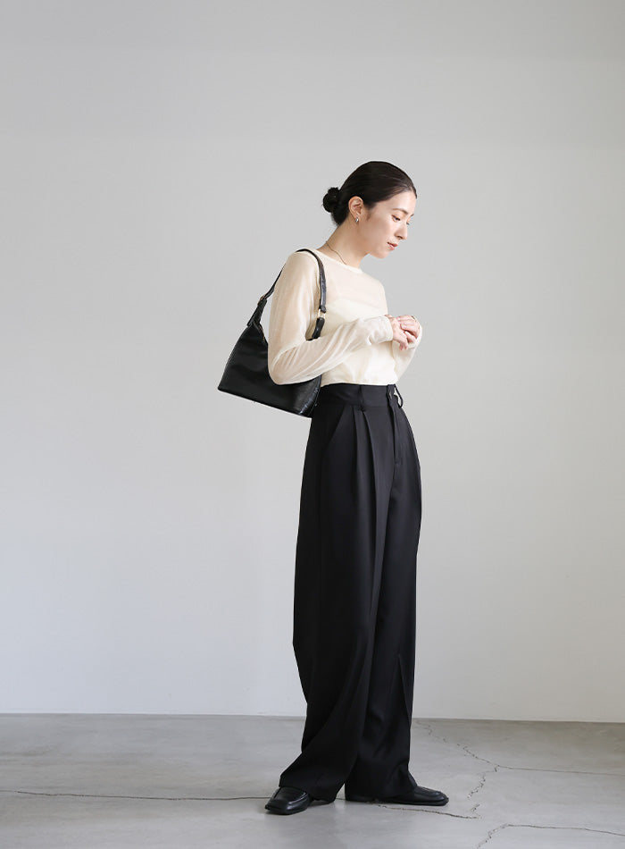 【サイズ展開あり】クルーネックシアーニットプルオーバー