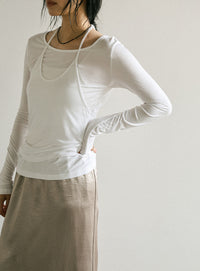 ホルターキャミレイヤードトップス