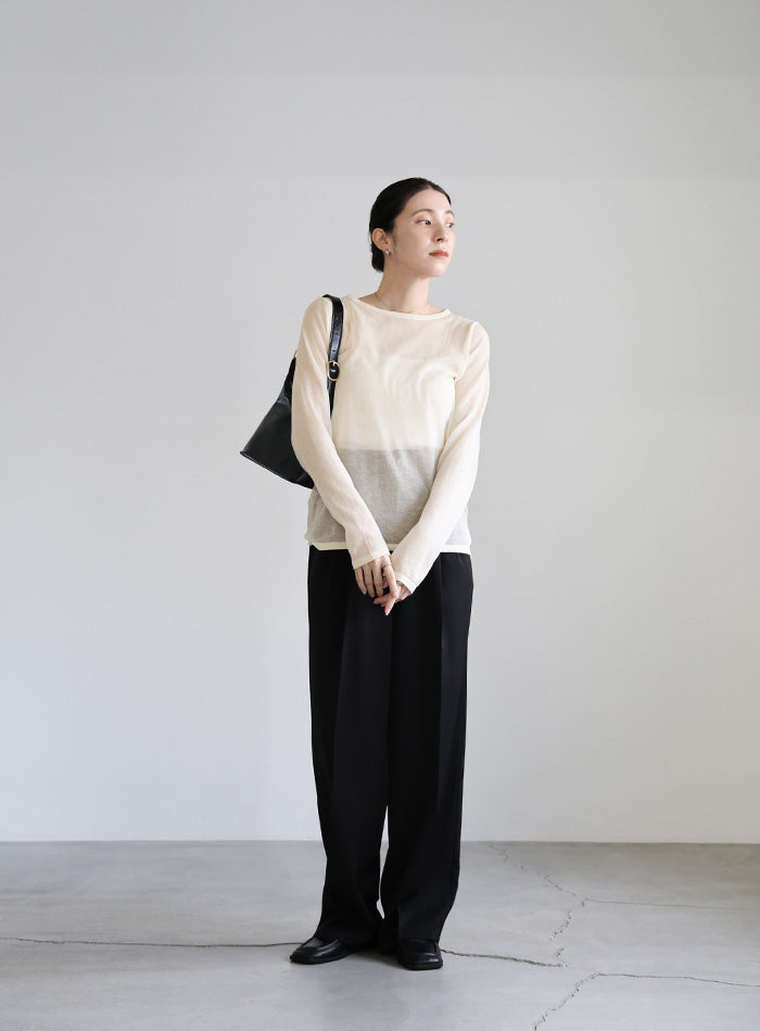 【サイズ展開あり】クルーネックシアーニットプルオーバー