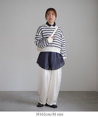 サテンディープタックワイドパンツ