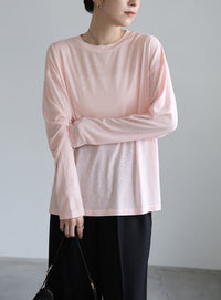 スラブシアークルーネックトップス