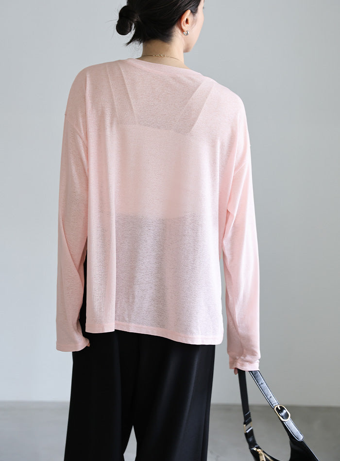 スラブシアークルーネックトップス