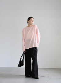 スラブシアークルーネックトップス