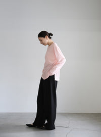 スラブシアークルーネックトップス