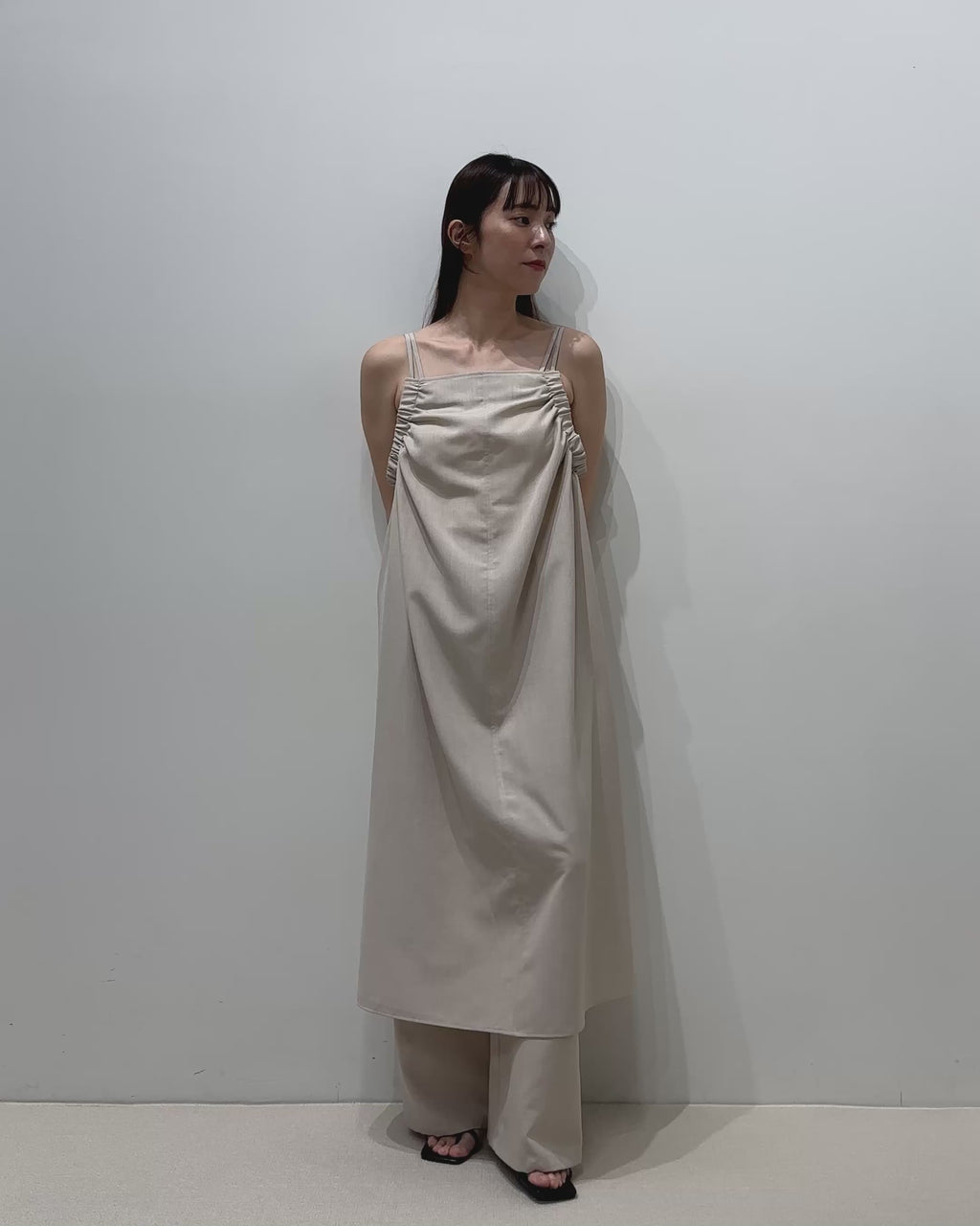 サイドギャザーキャミワンピース【接触冷感/セットアップ対応
