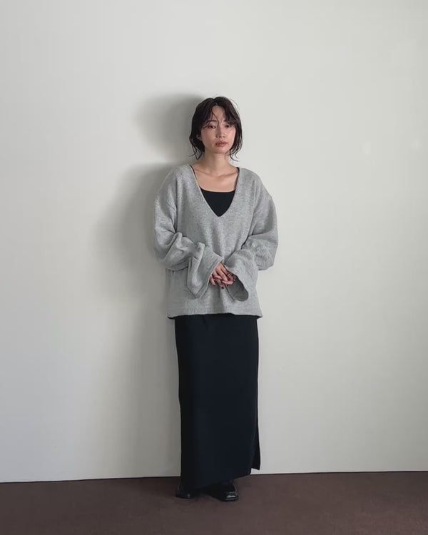 【Et】Deep V-Neck Wool Mix Knit