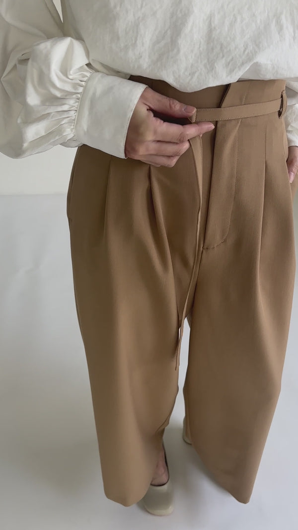 ベルト付ハイウエストワイドパンツ