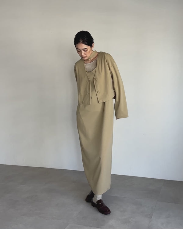 【Et】Cut Georgette One-Piece Dress Jacket Set