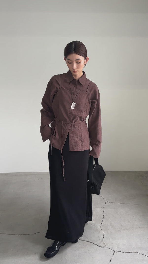 キャミレイヤードショートシャツ