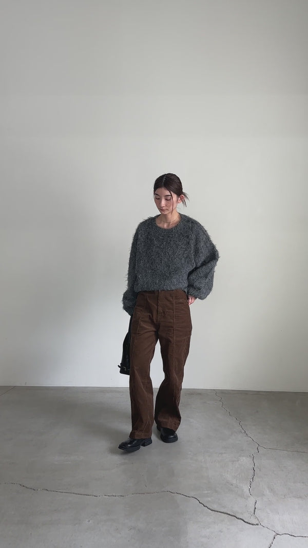 ボリュームシャギークルーネックニット