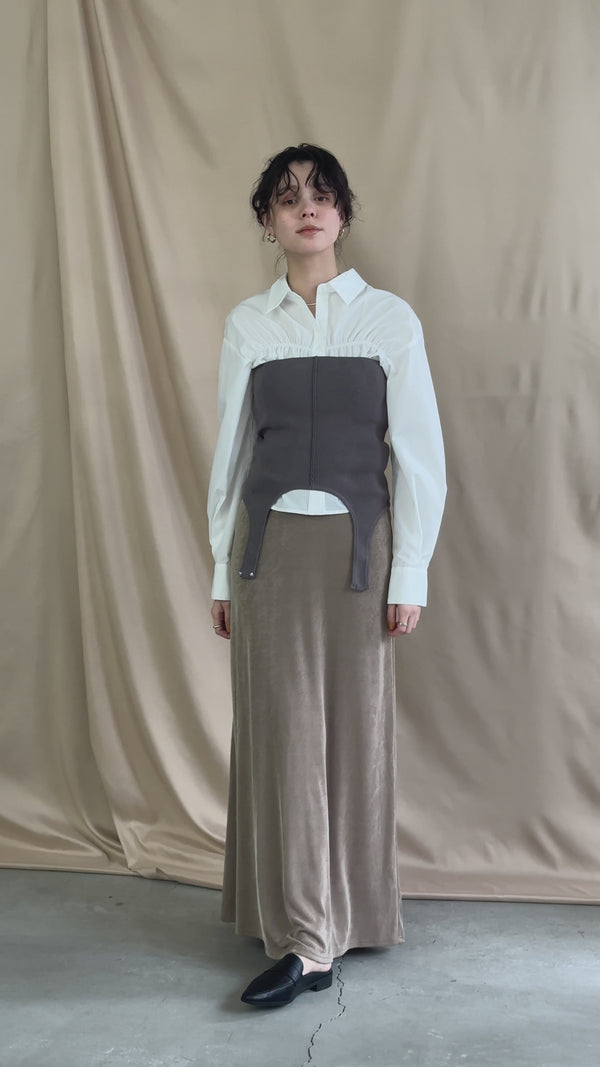 【サイズ展開あり】シャイニーストレッチナローロングスカート