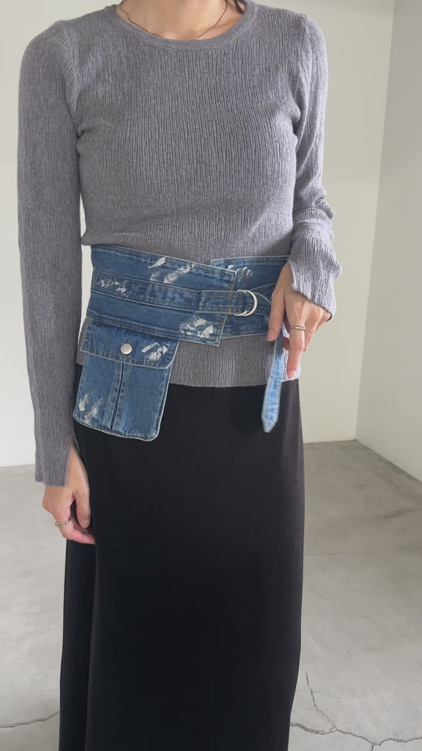 箔プリントデニムベルト