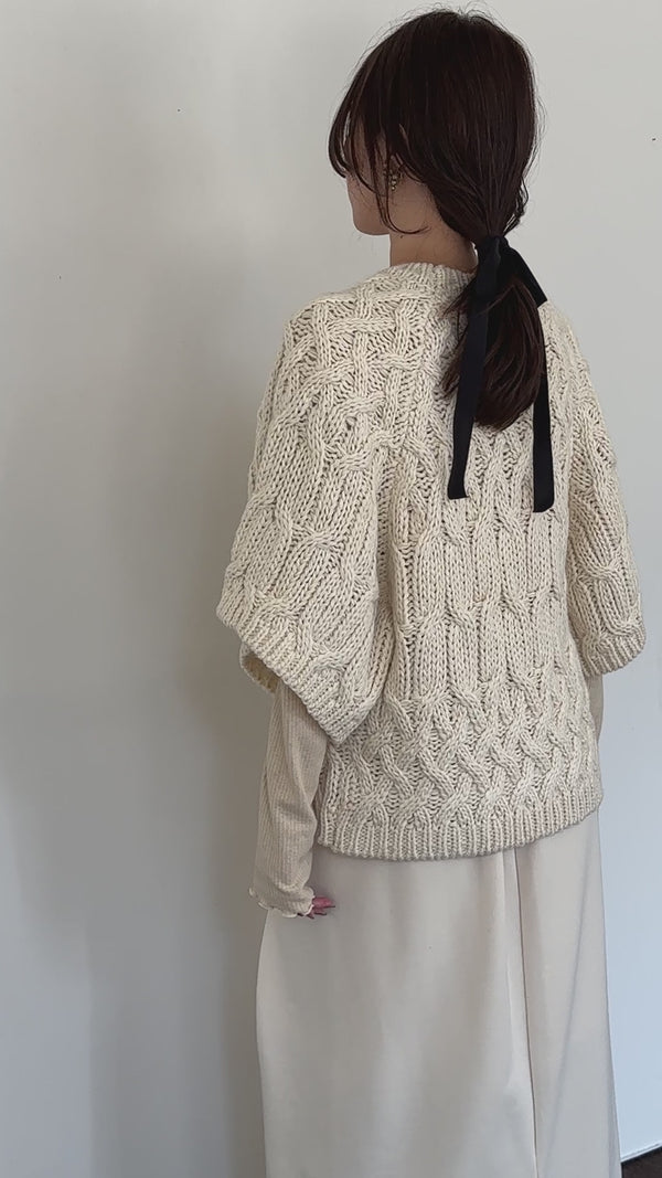 【Et】Half-Sleeve Cable Knit