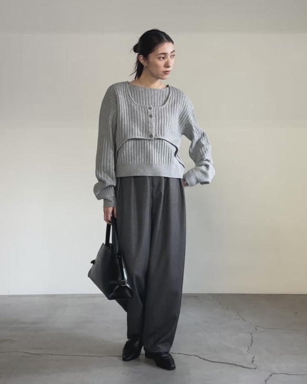 レイヤードデザインニット