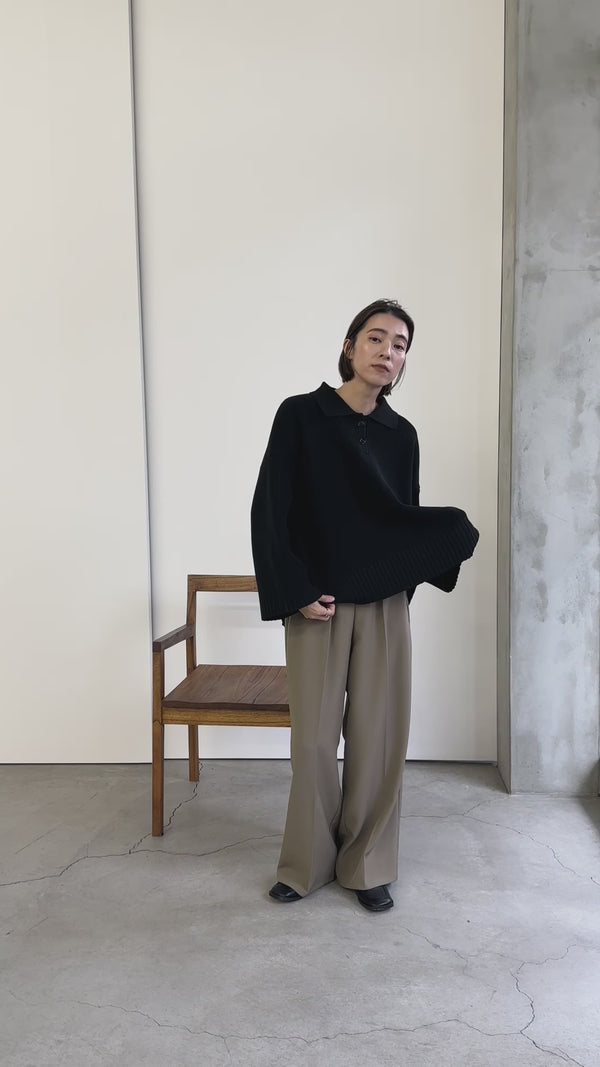 襟付きオーバーニット