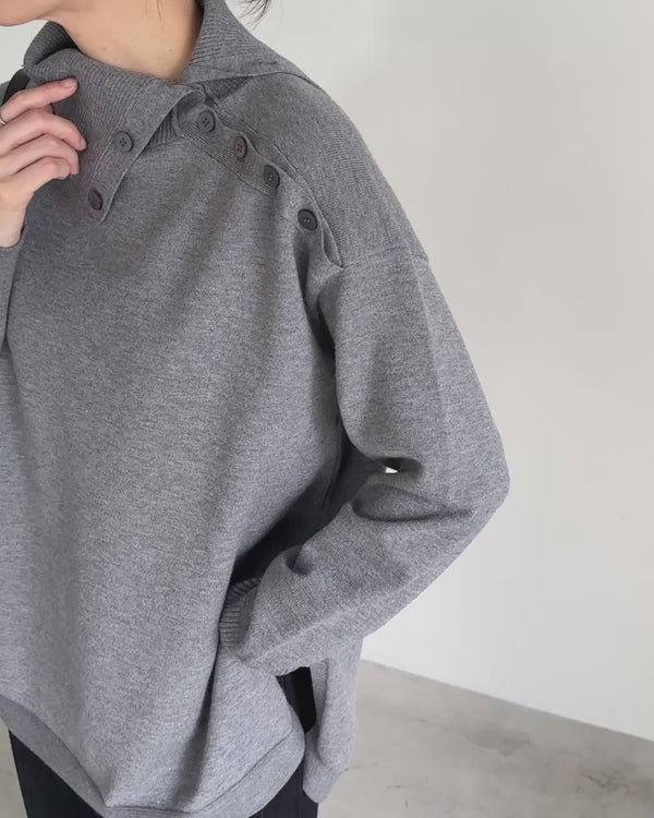 サイドボタンタートルネックニット