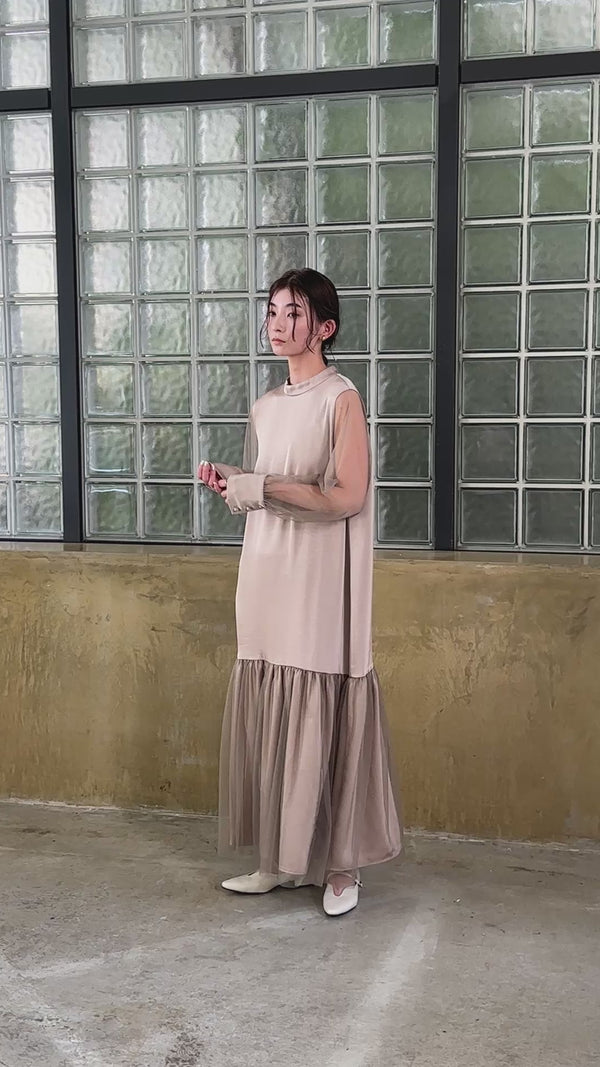 【オケージョン/結婚式】ヘムチュールサテンワンピース