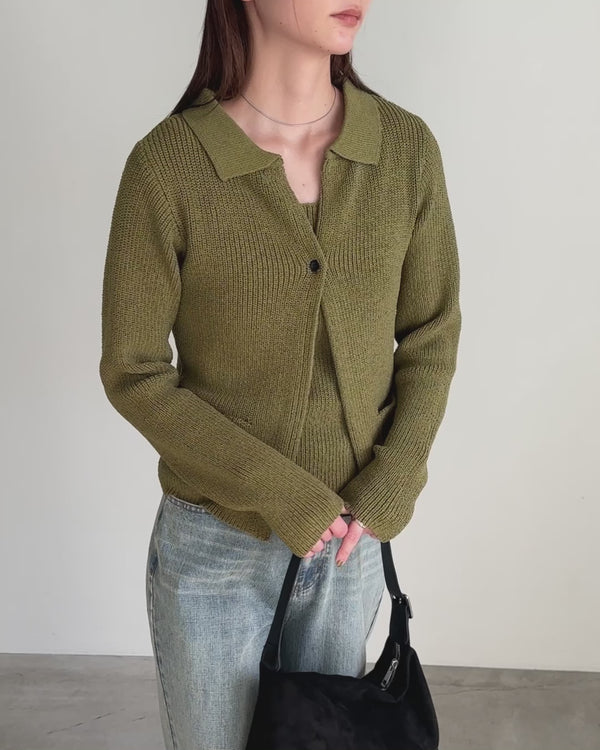 ポロカーディガンニットセット