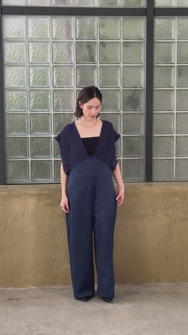 【オケージョン/結婚式】シャーリングデザインオールインワン