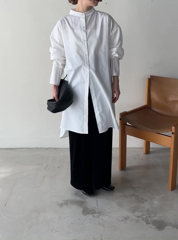 バンドカラータックスリーブロングシャツ【by SON】