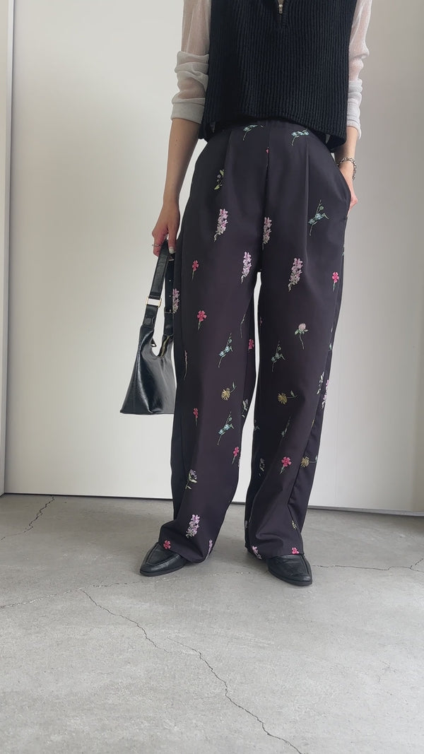 【official限定】フラワープリントワイドパンツ