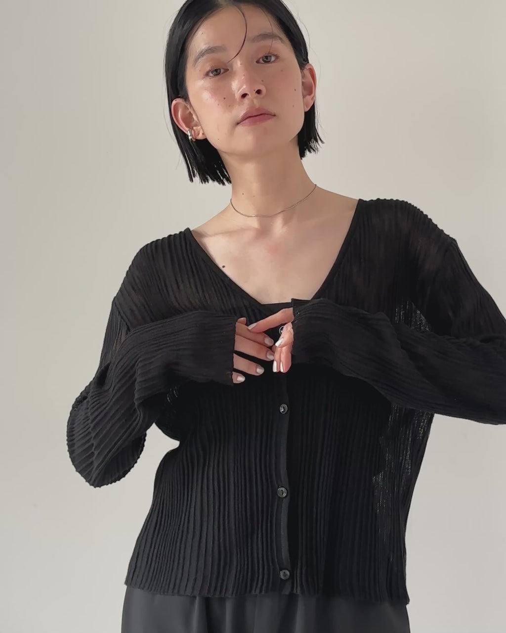 シアーリブVネックカーディガン – SELECT MOCA