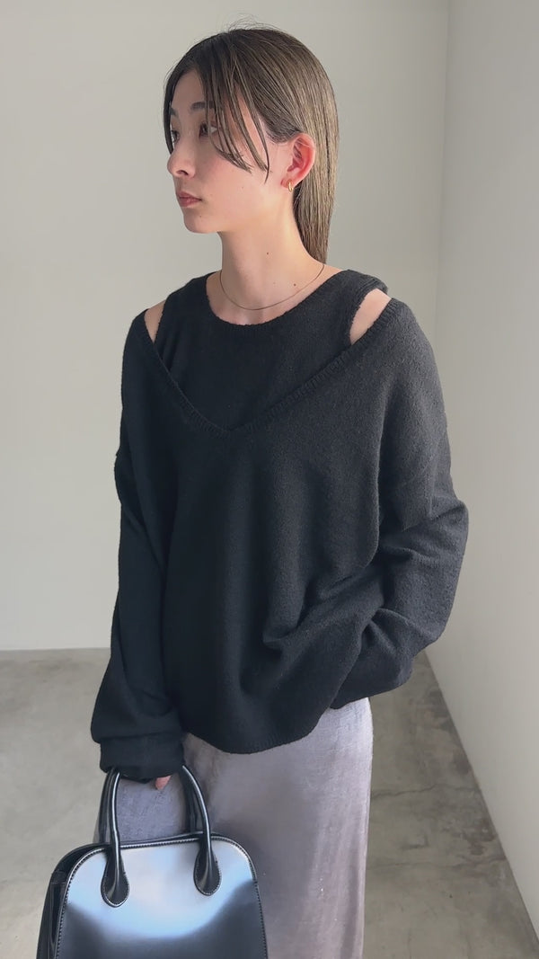 レイヤードVネックニットセット