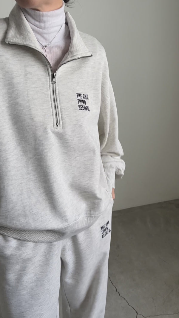 スウェットハーフジップトップス