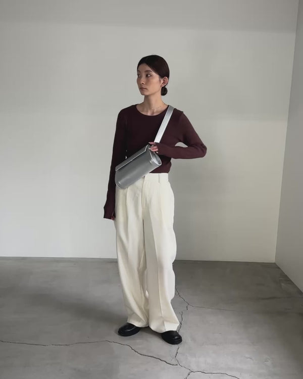 ニュアンスリブクルーネックトップス