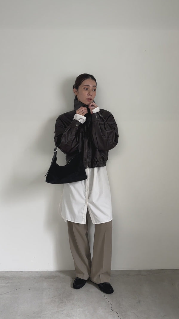 フェイクレザーショートブルゾン